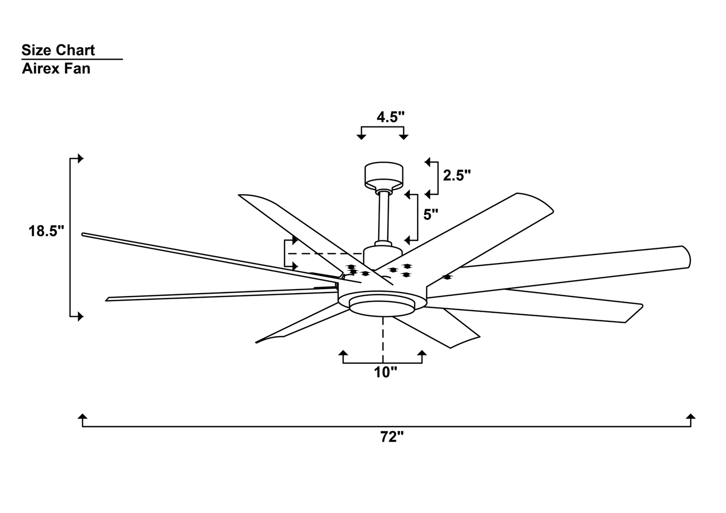 Airex 8 Blades Ceiling Fan Size Chart