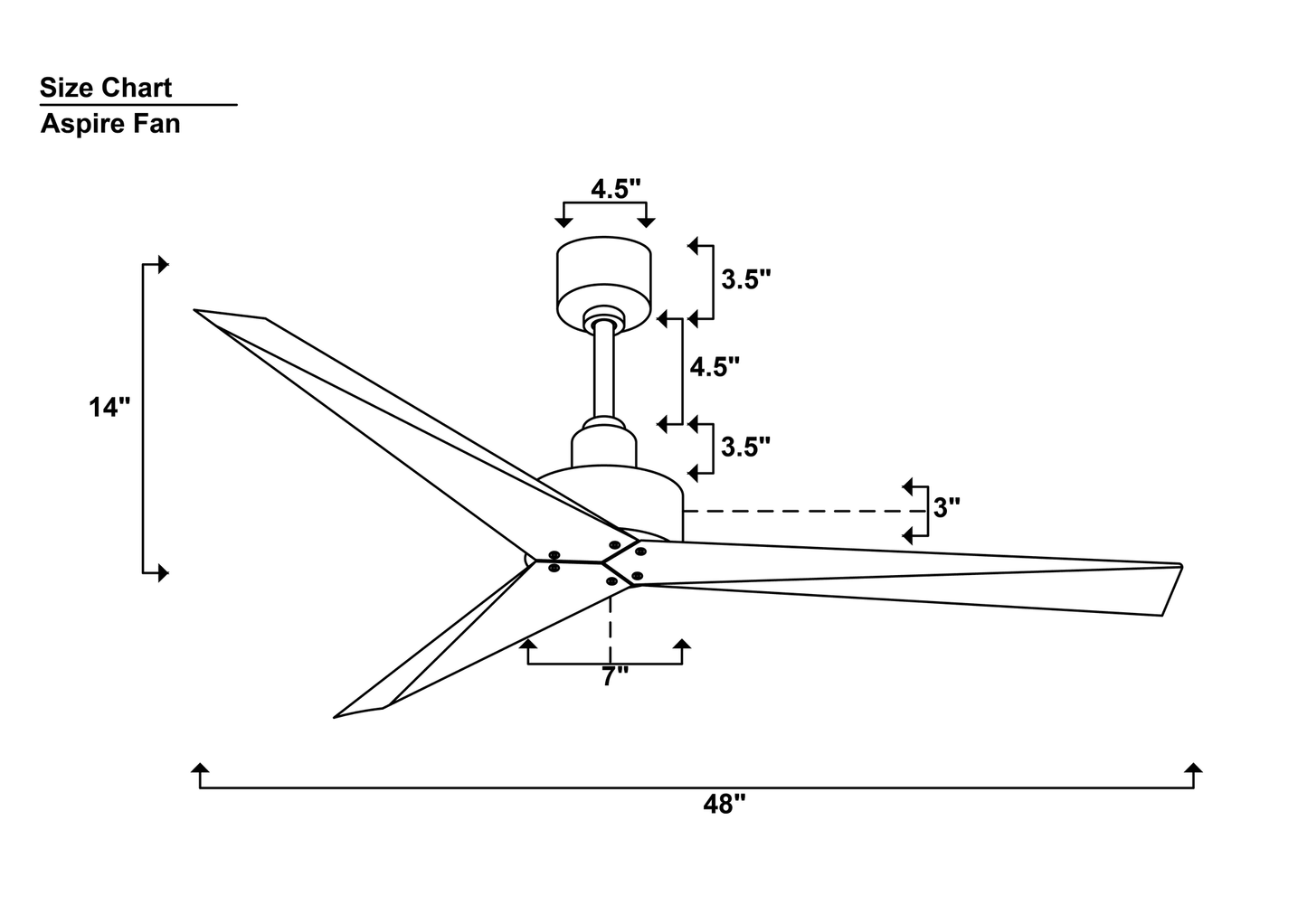Aspire Ceiling Fan Size Chart