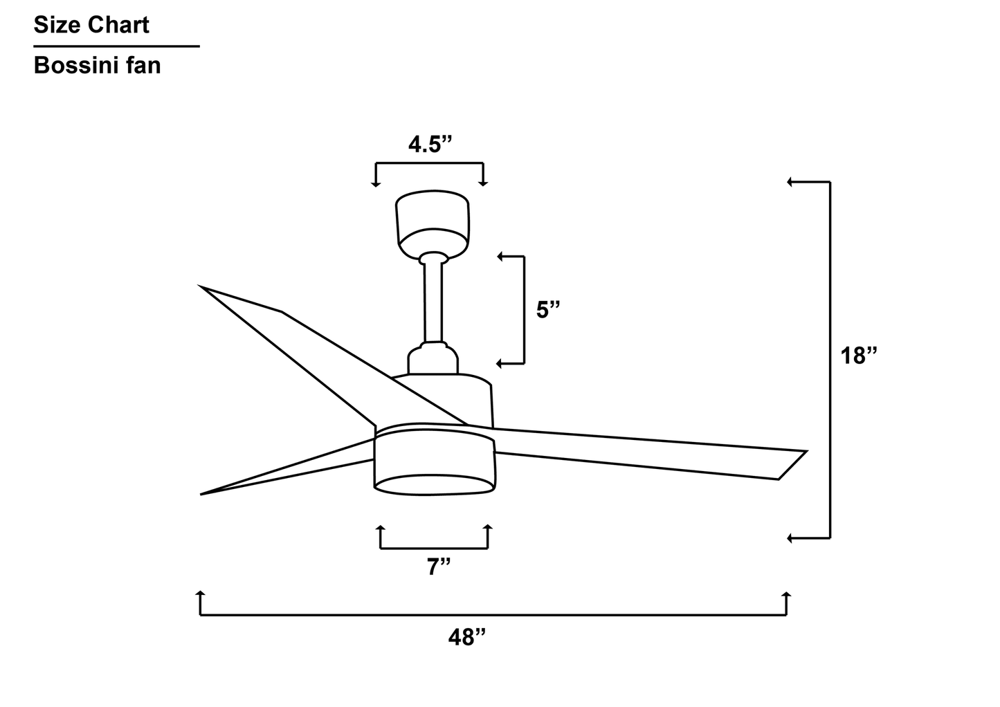 Bossini Ceiling Fan With Light Size Chart