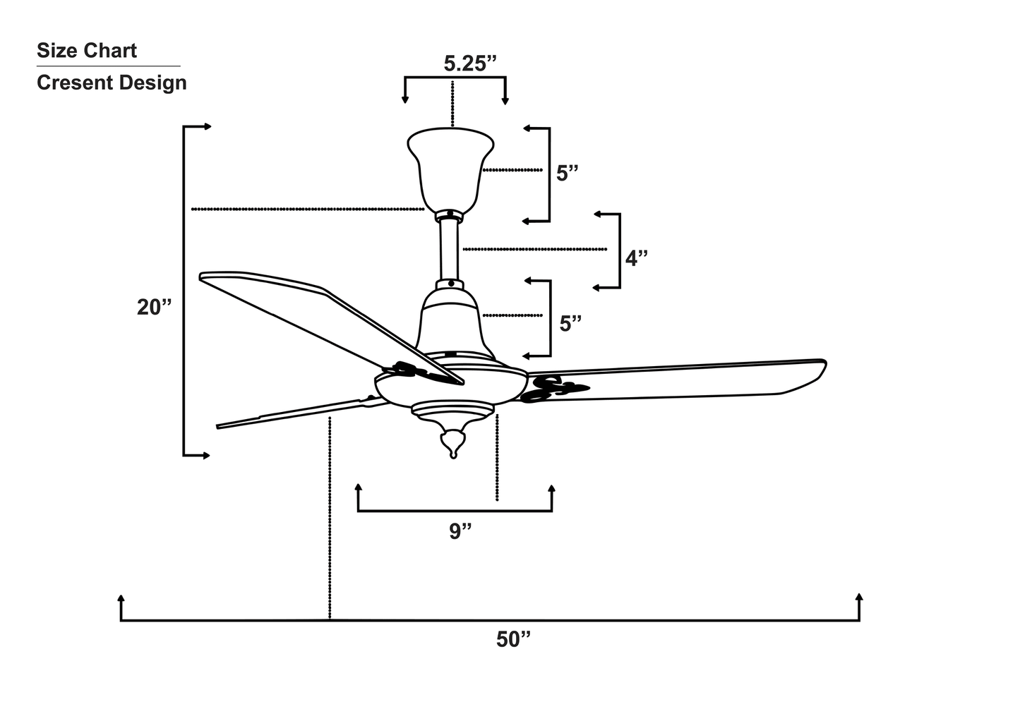 Cresent Ceiling Fan Size Chart