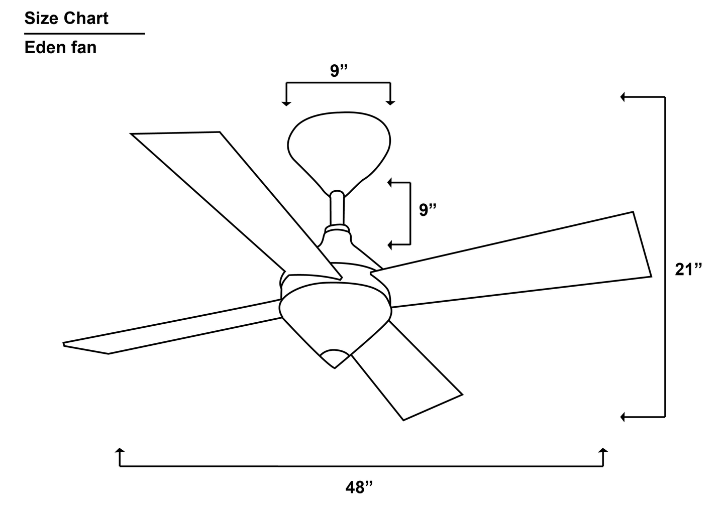 Eden Leather Ceiling Fan Size Chart