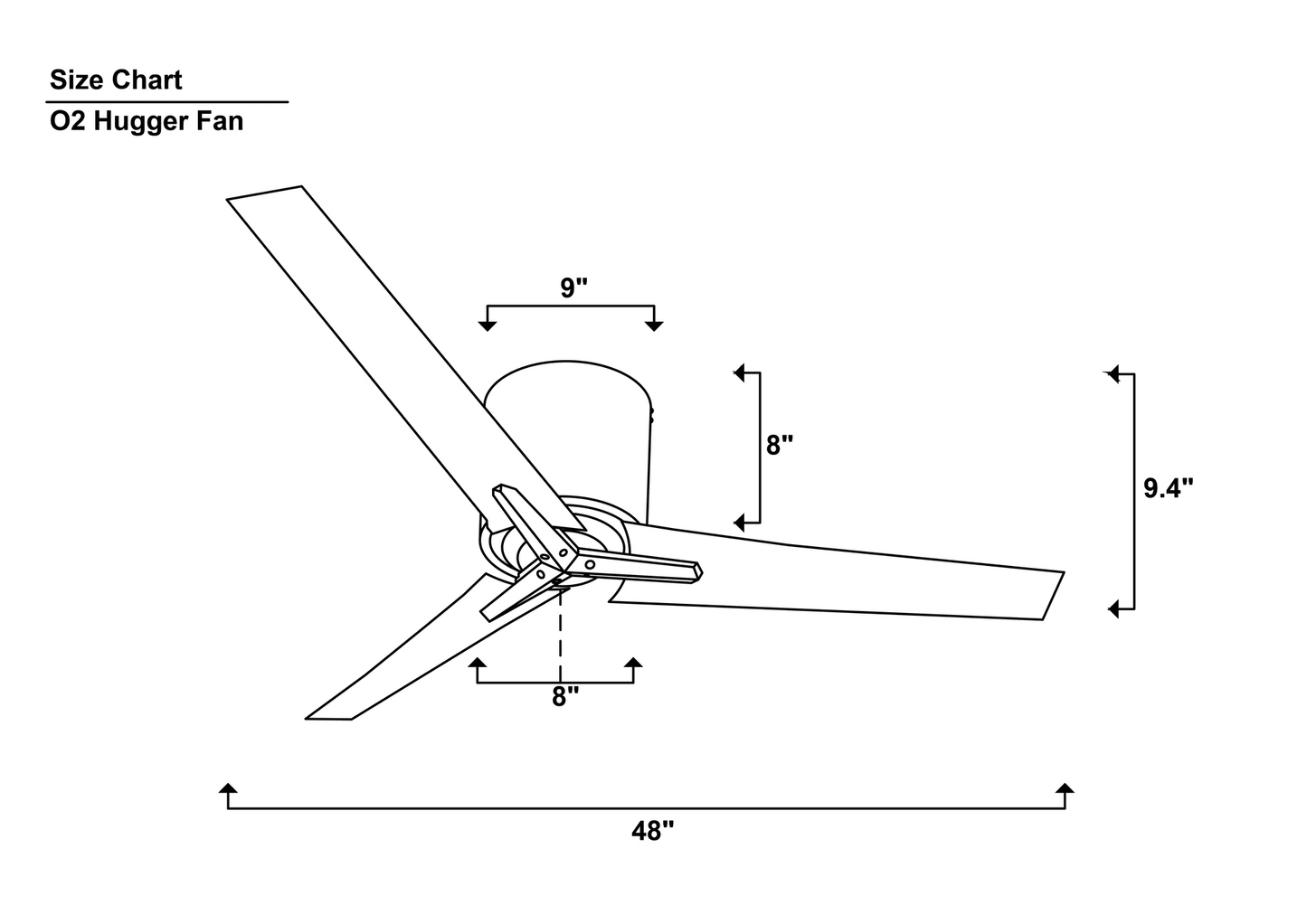 Hugger O2 Ceiling Fan Size Chart