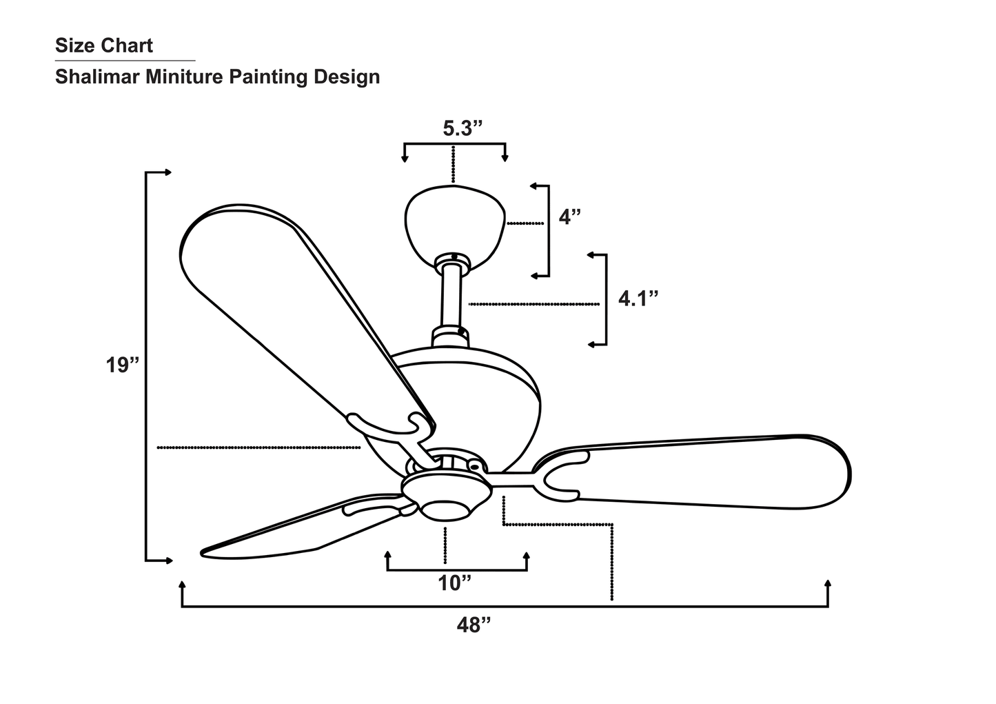 Shalimar Hand Painted Ceiling Fan Size Chart