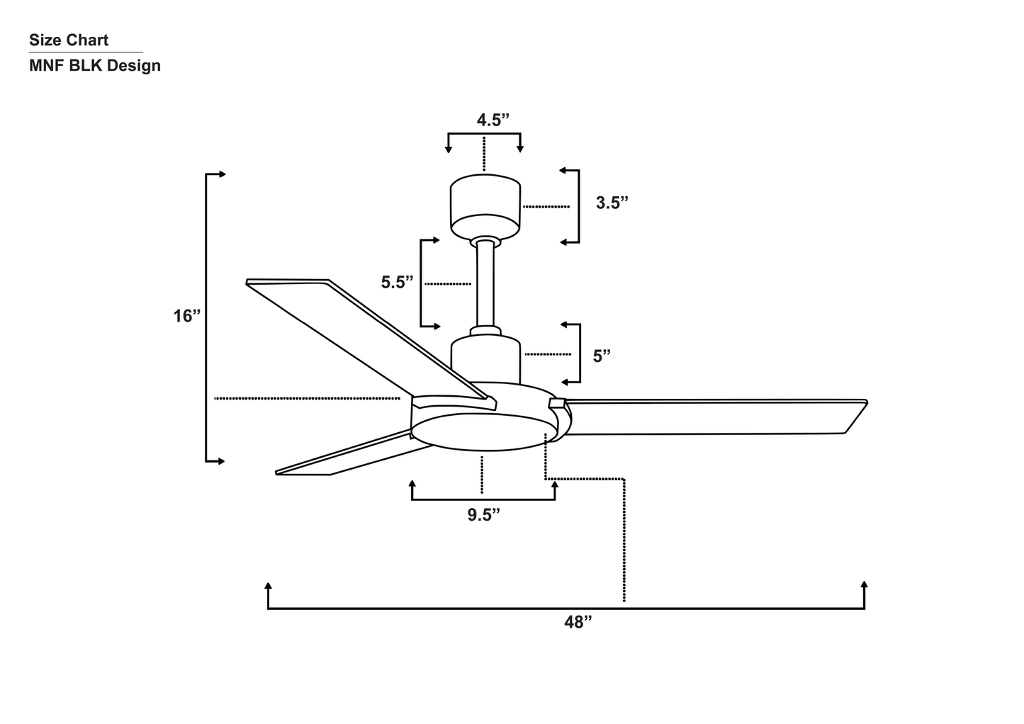 Moonface Black And Teak Ceiling Fan Size Chart