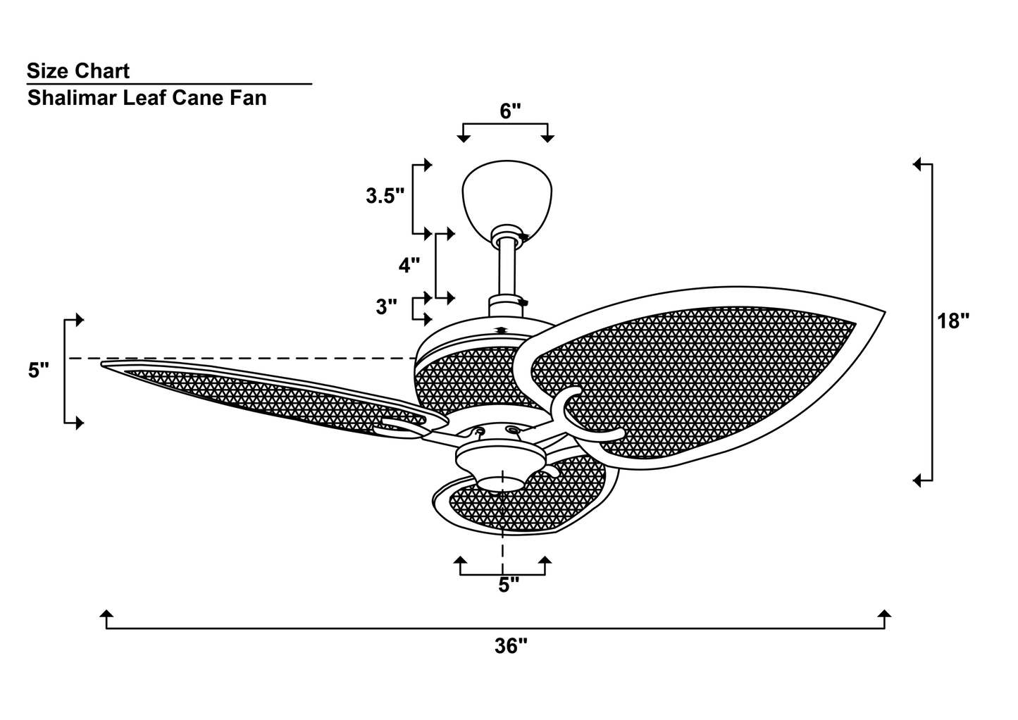 Shalimar Leaf Ceiling Fan Size Chart