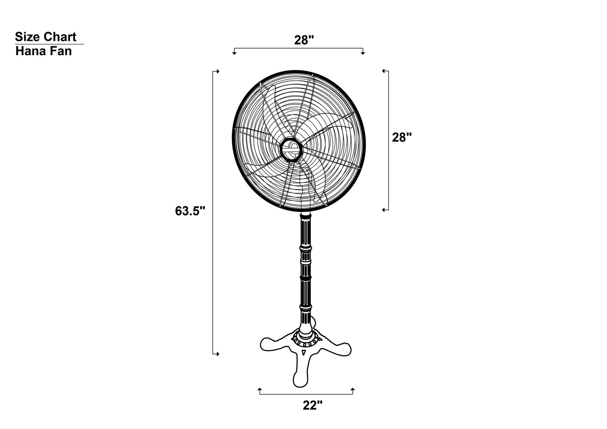 Hana Air Circulator Stand Fan Size Chart