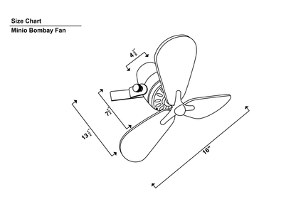 Minio Bombay Antique Wall Fan Size Chart